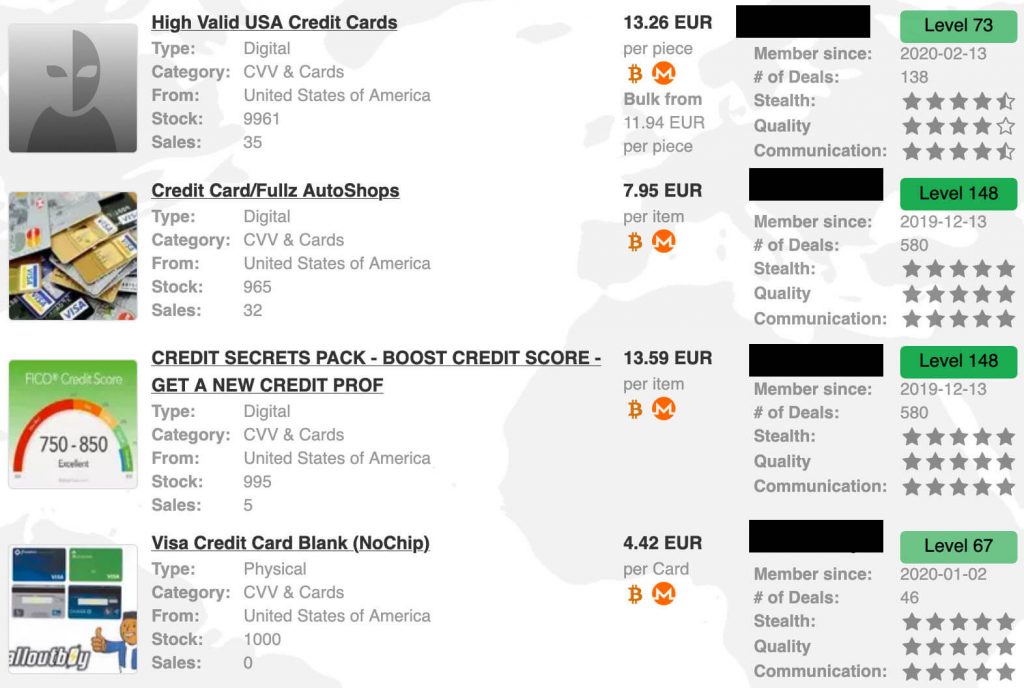dark web credit cards